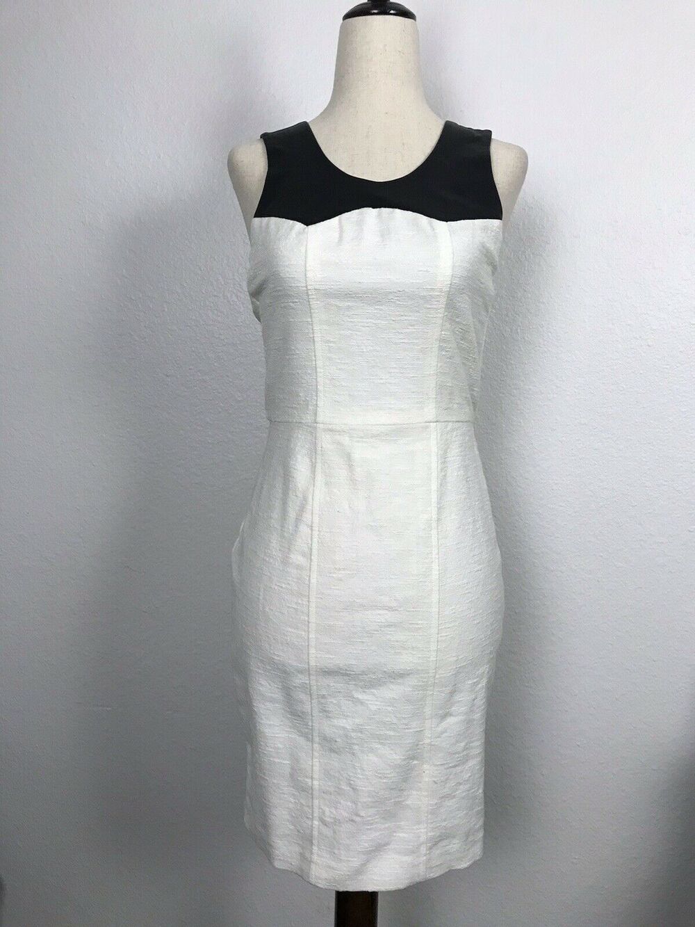 Hunter Dixon Hunter Bell Leather Trim Mini Bodycon Dress FLAW